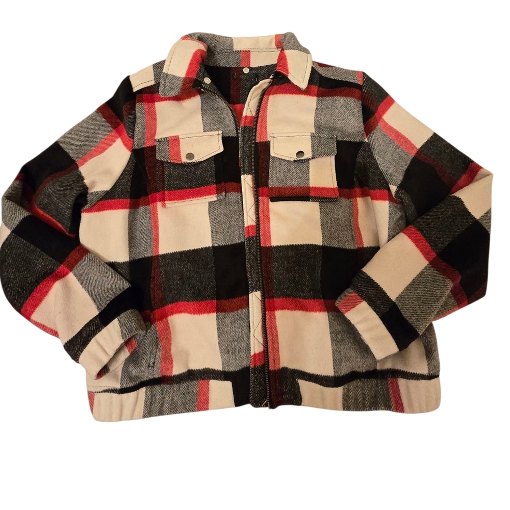 Torrid Plaid Wool Collared Bomber Jacket